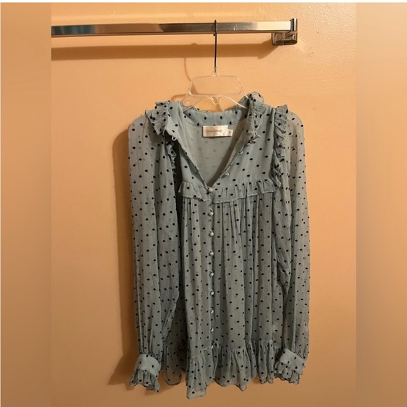 Zimmermann light blue Whitewave Bib Blouse - Picture 1 of 5